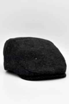 Balıksırtı Desen Yün Kışlık Peaky Kasket Şapka - Füme