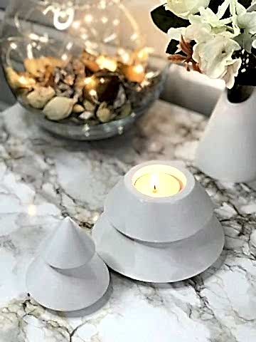 Dekoratif Yılbaşı Mumluk Tealight Mumluk Obje Biblo 2 Parça Beyaz