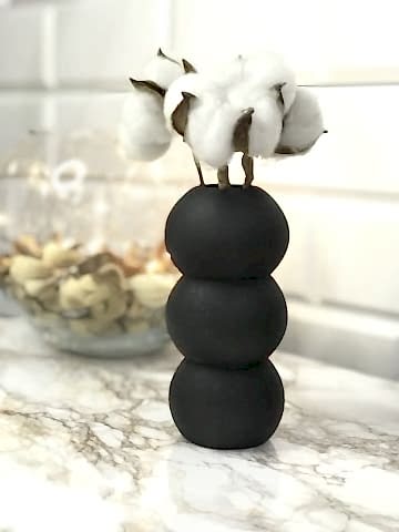 Hediyelik Vazo 14 cm Polyester Döküm Dekoratif Vazo Siyah
