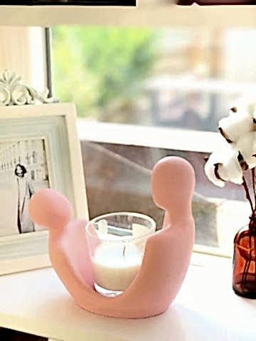 Hediyelik  Tasarım Sevgili Mumluk Dekoratif Sevgili Mumluk Pembe