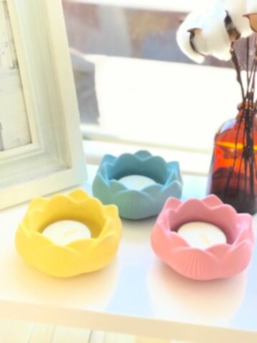 Yogacılar İçin Dekoratif Lotus Çiçeği Mumluk Set  pembe