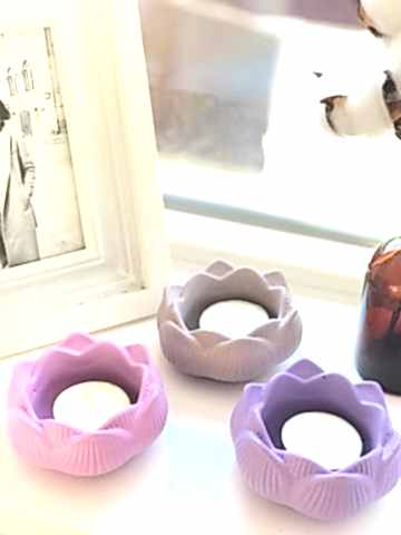 Yogacılar İçin Dekoratif Lotus Çiçeği Mumluk Set  lila