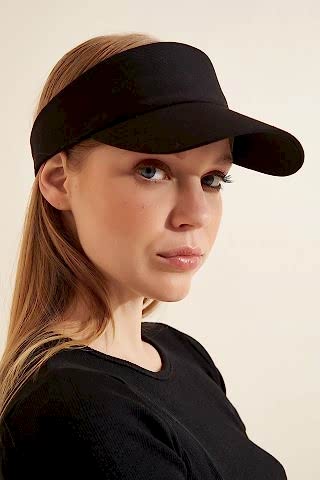 Unisex Uv Koruyucu Vizör Kasket Siperlik Tenis Şapka Siyah