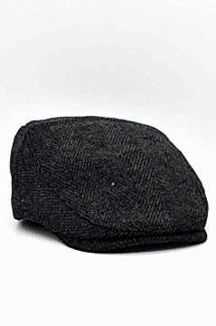 Balıksırtı Desen Yün Kışlık Peaky Kasket Şapka - Füme