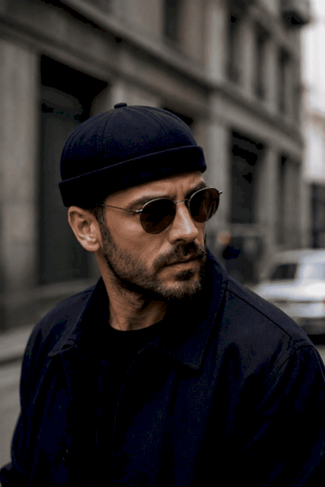 Kışlık Takke Hiphop Erkek Takke Şapka Docker koyu lacivert