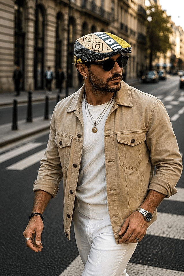 Kasket Pamuklu London Flat Cap Şapka Desenli