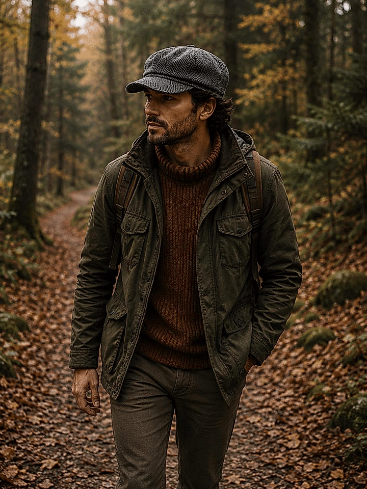 Gri Siyah Kastro Şapka Kasket Outdoor Yünlü Castro Kep